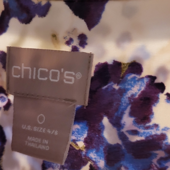 Chicos white with purple and blue flower button down shirt - Picture 3 of 4